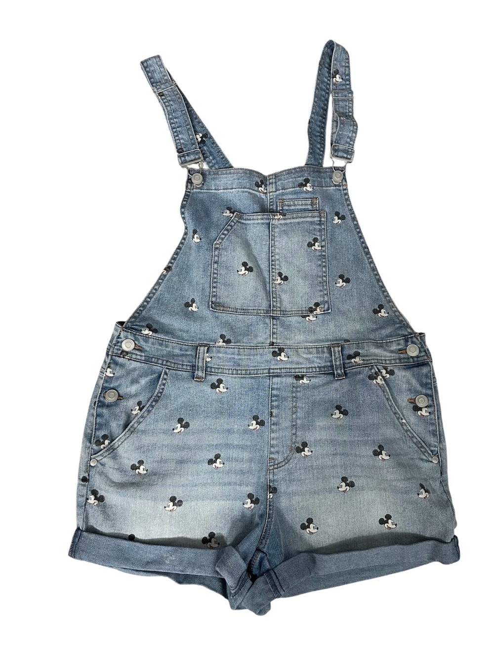Women’s Disney Parks Denim Short Overalls with Mickey Mouse
